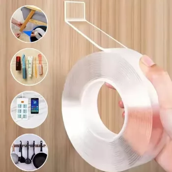 Ruban Adhésif Double Face – Transparent Multi-Usages – Réutilisable Etanche – 10 Mètres