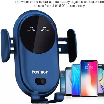 Chargeur De Voiture Sans Fil 2 En 1 – Charge Rapide Intelligente – Infrarouge – Capteur – Bleu