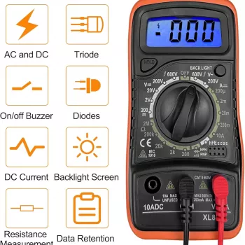 Multimètre Numérique - 2 000 Mètres - Testeur Électrique LCD Professionnel