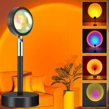 Lampe LED Coucher De Soleil - 4 Couleurs - Lampe Solaire Rotative à 180 Degrés