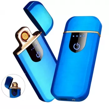 Briquet Électrique De Chargement USB – Métal – Ultra Fine – Écran Tactile - Bleu