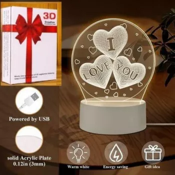 Lampe De Nuit À Base Én Bois Acrylique – USB power – Veilleuse – Gravée – Doré