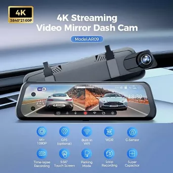 Caméra de Bord 10'' Full HD 1080p avec Vision à 170°