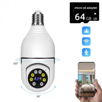 Caméra de sécurité PTZ sans Fil 1080p Enregistrement 24h/24 + MicroSd card 64Go