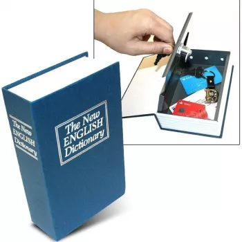 Coffre-Fort Créatif En Forme Livre – Avec 2 Clés – 24 Cm × 15,5 Cm × 5,5 Cm Bleu