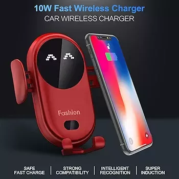 Chargeur De Voiture Sans Fil 2 En 1 – Charge Rapide Intelligente – Infrarouge – Capteur – Rouge