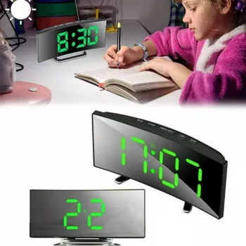 Horloge Numérique Incurvée – Électronique – Rétroéclairage – Affichage Température et L’humidité