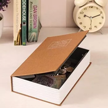 Coffre-Fort Créatif En Forme Livre – Avec 2 Clés – 24 Cm × 15,5 Cm × 5,5 Cm Marron