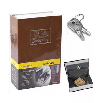 Coffre-Fort Créatif En Forme Livre – Avec 2 Clés -18×11.5×5.5 cm – Marron