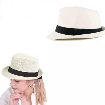 Chapeau de Soleil Unisexe - Des Années 1920 - Accessoire de Costume - Taille Unique - Blanc